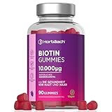 Biotin Gummibärchen 10.000μg | Hochdosiert für Haut Haare Nägel | 90 Vegane Gummies |...