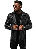 OZONEE Herren Lederjacke Kunstlederjacke Kunstleder Farbvarianten Jacke Bikerjacke...