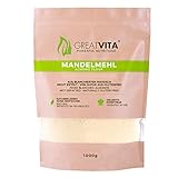 GreatVita Mandelmehl, naturbelassen, aus blanchierten Mandeln, 1000g gemahlene Mandeln