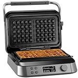 KLAMER Waffeleisen belgische Waffel, Waffeleisen doppelt mit 7 Stufen und 5...