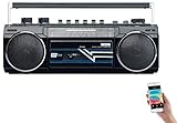 auvisio Kassettenrecorder: Retro-Boombox mit Kassetten-Player, Radio, USB, SD &...