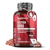 Roter Reis Kapseln - 2,9 mg Monacolin K - 180 vegane Stück - Für Herz, Cholesterin...