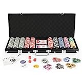 display4top Pokerkoffer 500 Chips Laser Pokerchips Poker 12 Gramm, 2 Karten, Händler,...