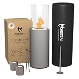 Monster24 runder freistehender Bio-Ethanol Stand-Kamin 80x26x26 cm | schönes Flammenspiel...