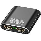 HDMI Splitter Aluminium 4K@60Hz HDMI Verteiler 1 in 2 Out Unterstützt HDCP, 4K, 3D, UHD,...