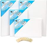 H&S Blanko Leinwände für Acrylfarben und Aquarell - 4er Canvas Set - Weiße Baumwoll...