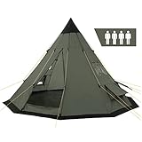 CampFeuer Tipi Zelt Spirit für 4 Personen | Olivgrün | Indianerzelt für...