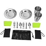 Cabilock 1 Set 11-Teiliges Tragbares Besteck Gabel Und Löffel-Set Camping-Teller-Set...