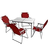 Wohaga 5tlg. Campingmöbel Set Campingtisch 'Bergen', Aluminium, 90x60cm + 4X...