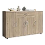 Stella Trading LILLY Kommode in Sonoma Eiche Optik - Modernes Sideboard mit viel Stauraum...