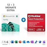 Microsoft 365 Family 12+3 Monate Abonnement | 6 Nutzer | Mehrere PCs/Macs, Tablets/mobile...