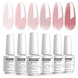 Vishine UV Nagellack Natur rosa, Hautfarbe, Pink Rose, Klassischer 6pcs Shellac Natur Gel...