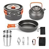 Trintion 8 Teilig Aluminium Camping Kochset Campinggeschirr Topf Set Outdoor...