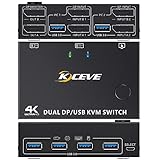 DP KVM Switch 2 Computer 2 Monitore, Zwei Monitore Displayport USB 3.0 KVM Umschalter für...