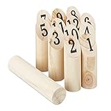 Relaxdays Kubb Wikingerspiel, skandinavisches Wurfspiel, naturbelassenes Holz,...