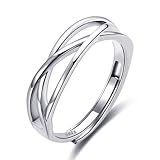 925 Sterling Silber gekreuzte Ringe für Frauen verstellbare offene Fingerringe Schmuck...