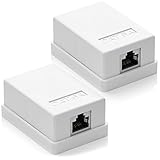 deleyCON 2x CAT 6a Netzwerkdose 1x RJ45 Buchse FTP geschirmt Aufputz Montage 10 Gbit...