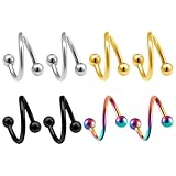 HNJUSR 8 Stück S Form Chirurgenstahl Spirale Piercing Lippenpiercing Ohrstecker...