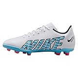 Nike JR Vapor 15 Club FG/MG Fussballschuh, White/Baltic Blue-PINK Blast, 35 EU