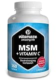 MSM Kapseln + Vitamin C, hochdosiert, 360 Kapseln für 6 Monate, 1.334 mg organisches...