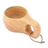 Headerbs Teetasse aus Holz, Nordischer Stil, Holzbecher mit Griff, Zum Trinken von Wein...