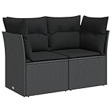 vidaXL Gartensofa mit Kissen 2-Sitzer, Sofa mit Staufach unter Sitzfläche, Terrassensofa...