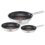 TEFAL Duetto 3-teiliges Pfannen-Set 20/24/28 cm, Pfanne Induktion, Thermo-Signal bei...