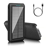 Solar Powerbank 30000mAh Externer Akku: Power Bank Tragbares Ladegerät mit LED-Licht, 3...