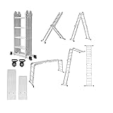 HENGMEI Mehrzweckleiter Aluminium mit plattform 4,7m Multifunktionale...