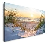 Paul Sinus Art Sonnenuntergang an der Ostsee 120x 60cm Panorama Leinwand Bild XXL Format...