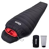 QEZER Daunenschlafsack,XL Warm Schlafsack -3 C bis -18 Grad（1800g） Winter...