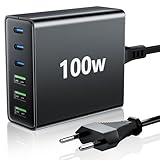 FINIBO USB C Ladegerät Mehrfach: 100W 6-Port Schnellladegerät mit USB-C und USB-A,...