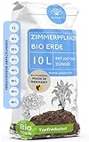 Bio Blumenerde Zimmerpflanzen Erde 10 L - Um 45% torfreduzierte Pflanzenerde mit...