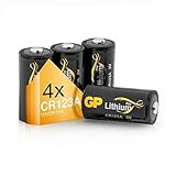 GP Batterien CR123A 3V Lithium Pro Schwarz-Gold (4 Stück CR123 Batterien 3...