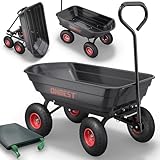 ONBEST Transportwagen mit Kippfunktion – Gartenwagen für 300 kg Zuladung – große 75...