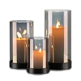 Candeldo Windlicht Glas Glaszylinder Windlichter: 3er Set Windlicht Schwarz Metall...