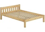 Erst-Holz® Doppelbett Massivholzbett 140x200 Kiefer Natur Futonbett Einzelbett Rollrost...