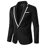 Herren Sakko Anzugsakko Regular Fit Blazer Herren Regular Fit Anzugjacke Herren Schwarz...