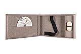 Elegantdisk Hochzeit USB-Aufbewahrungsbox mit Foto-Box 13x18 cm. Leinenstoff (Braun)