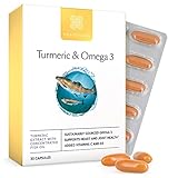 Healthspan Kurkuma & Omega 3 | 30 Kapseln | Zusatz von Vitamin C & Vitamin D3 | Herz-,...