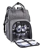 Amazon Brand – Eono 2 Personen Picknickrucksack Kühltasche mit Geschirrset &...