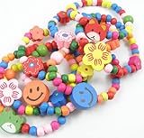 Armband Mädchen, Bunte Armbänder Kinder hölzern, 12 Stück Schmuck Mädchen,...