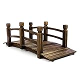 Nexos Holzbrücke mit Geländer Teichbrücke Dunkelbraun Größe 150x67x55 cm...