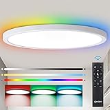 LED Deckenleuchte Dimmbar mit Fernbedienung, 24W Deckenlampe RGB Farbwechsel Rund,...