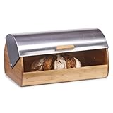 Zeller 25344 Brotkasten, 39 x 25.5 x 18.5 cm, Bamboo/Edelstahl, Sonstige