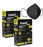 Famex FFP2 Maske Schwarz | 5-lagig | 20 Stück | EU Zertifiziert | mit Fixierbügel |...