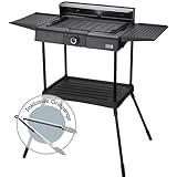 LEBENLANG 2in1 Elektrogrill Tischgrill elektrisch - Inkl. Standfuß & Grillzange...