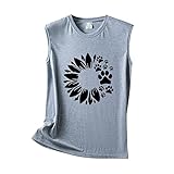 EHSIJAI Muscle Damen Frauen Sonnenblume Hund Print Tank Tops Sommer Casual Ärmellose...