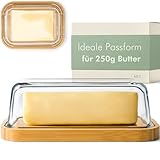 KIVY Butterdose Glas mit luftdichtem Deckel für streichzarte Butter - BPA Frei -...