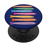 Sardellen, Retro-Fisch, horizontal, Regenbogenfarben PopSockets mit austauschbarem PopGrip